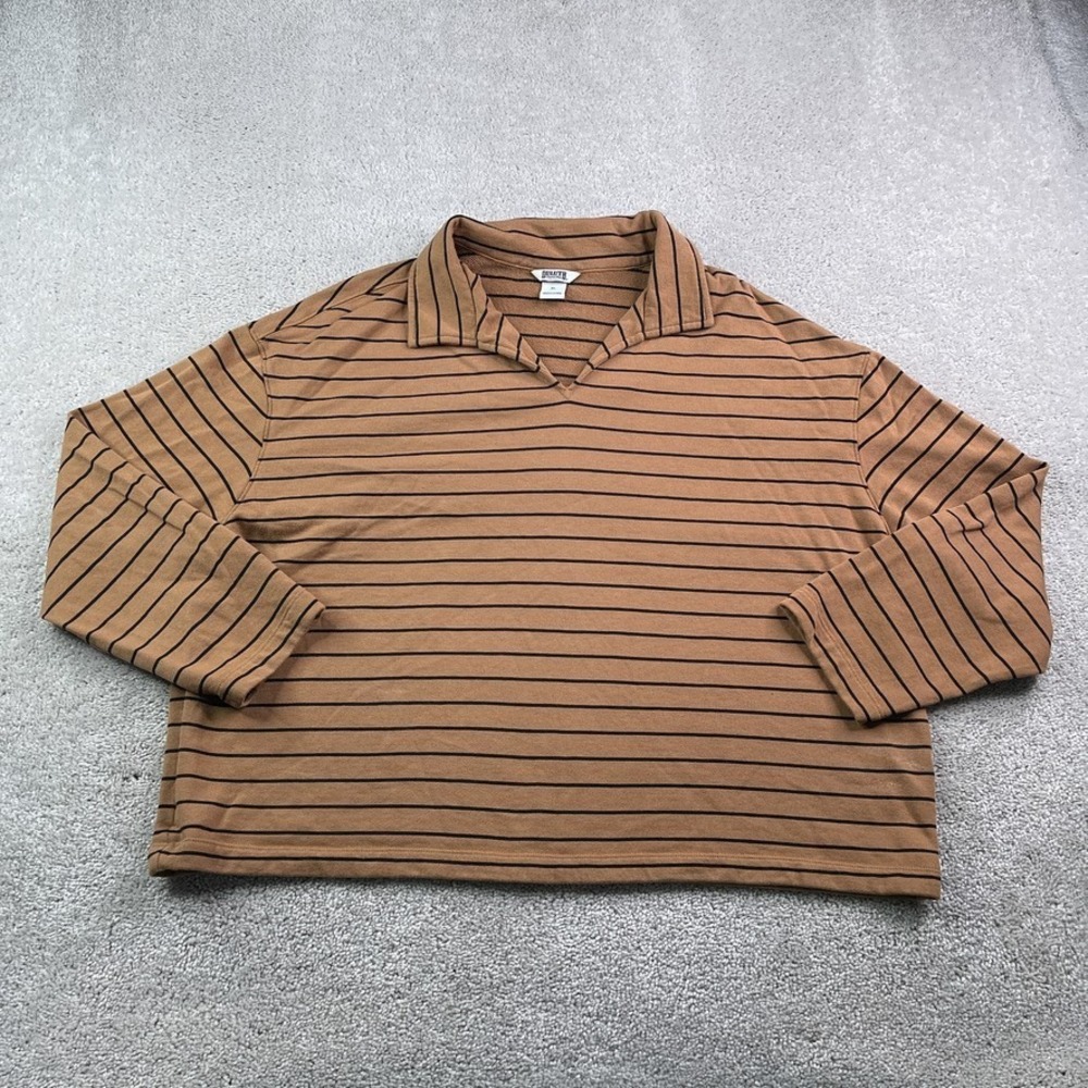 Duluth Top Womens XL Brown Canal Park Collared Terry Oversized Boxy Shirt
